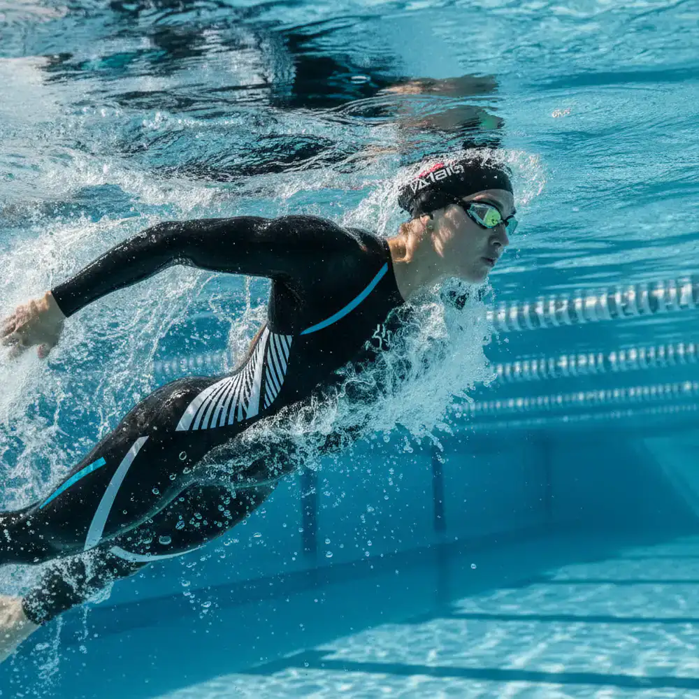 Performance swimwear in action